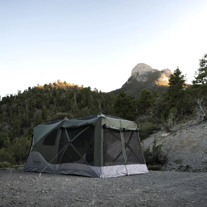 Tents T4 Tandem Hub Tent, Easy 90 Second Set-Up, Waterproof, UV Resistant, Convertible Screen Room, Removable Floor, 4-8 Person, Alpine Green, 78" X 94" X 165", GT450GR