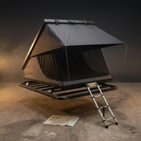 Roof Top Tent Hardshell Rooftop Tent for Van SUV Truck Car Overland Tent Camping for 2-3 Person with Ladder — Studio Shot