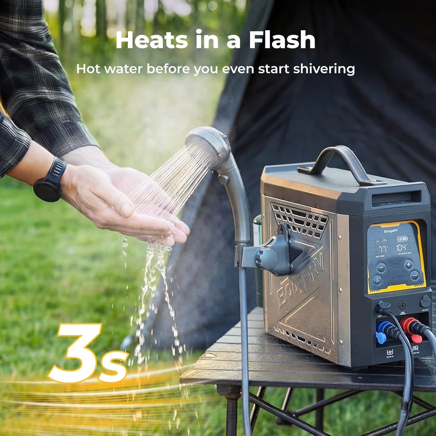 BougeRV New Portable Propane Outdoor Camping Water Heater