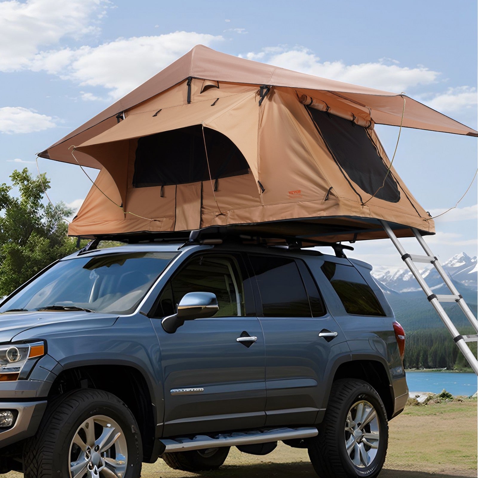 Softshell Roof Top Tent for 2-3 Person Waterproof for Jeep SUV W/ Ladder L Size
