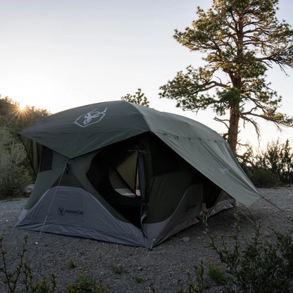 Tents T4 Tandem Hub Tent, Easy 90 Second Set-Up, Waterproof, UV Resistant, Convertible Screen Room, Removable Floor, 4-8 Person, Alpine Green, 78" X 94" X 165", GT450GR