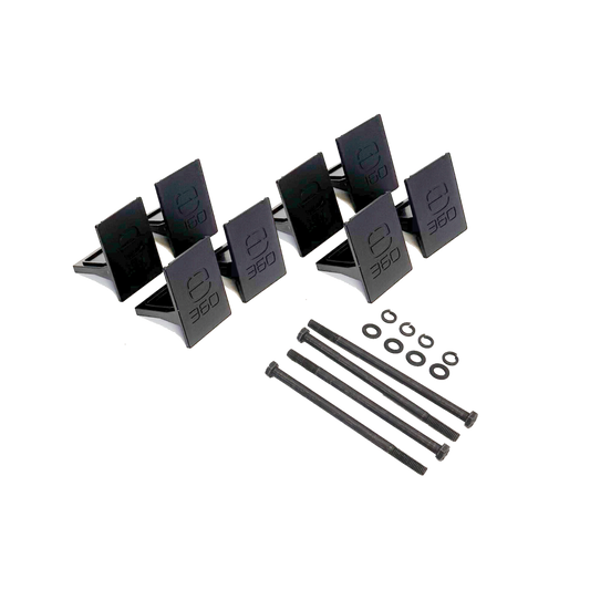 E360 EX2 3-Battery Tie Down Add-On Kit. Compatible with EX2 Edge series batteries. An EX2 base mounting kit is required for any Add-On kit. [A]