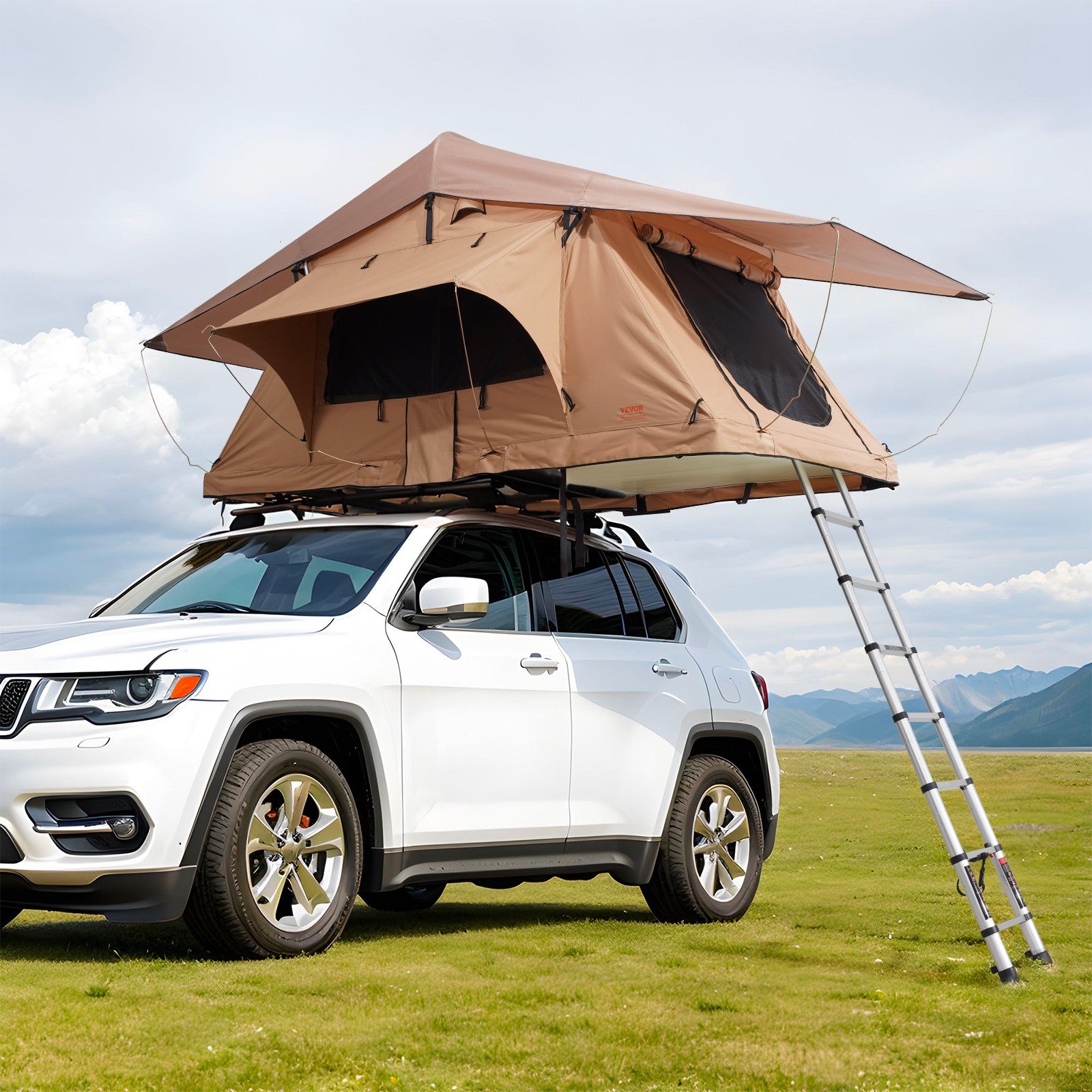 Softshell Roof Top Tent for 2-3 Person Waterproof for Jeep SUV W/ Ladder L Size