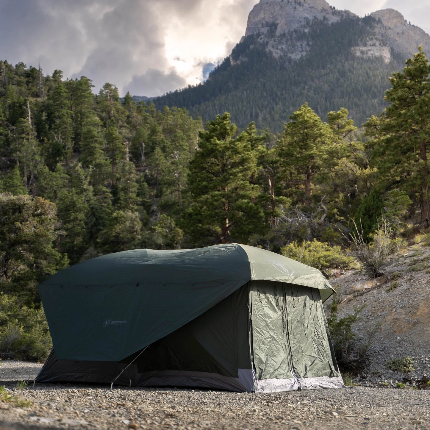 Tents T4 Tandem Hub Tent, Easy 90 Second Set-Up, Waterproof, UV Resistant, Convertible Screen Room, Removable Floor, 4-8 Person, Alpine Green, 78" X 94" X 165", GT450GR