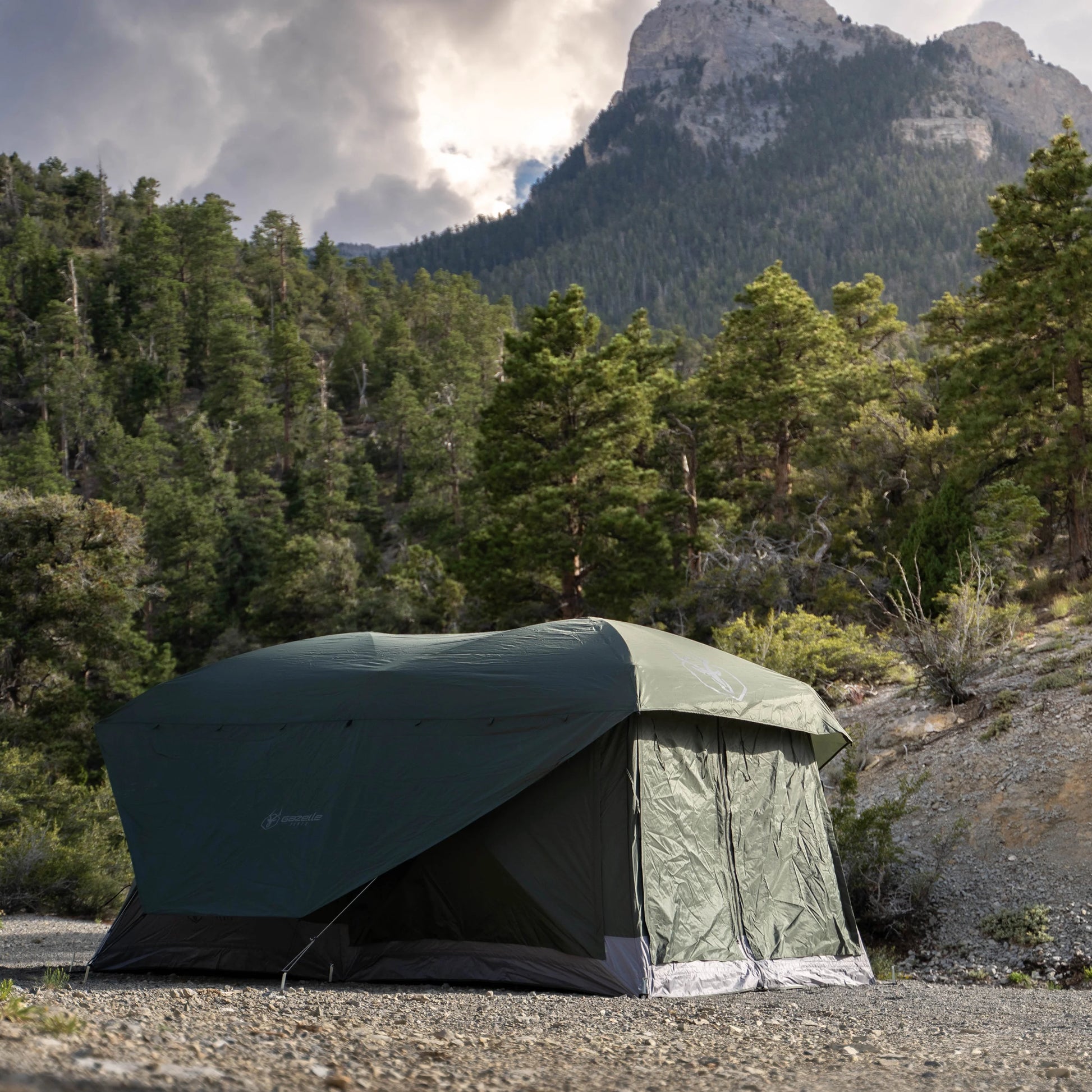 Tents T4 Tandem Hub Tent, Easy 90 Second Set-Up, Waterproof, UV Resistant, Convertible Screen Room, Removable Floor, 4-8 Person, Alpine Green, 78" X 94" X 165", GT450GR