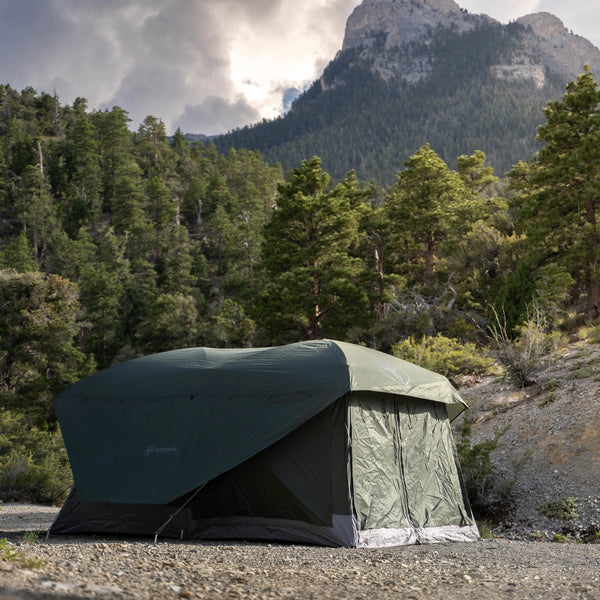 Tents T4 Tandem Hub Tent, Easy 90 Second Set-Up, Waterproof, UV Resistant, Convertible Screen Room, Removable Floor, 4-8 Person, Alpine Green, 78" X 94" X 165", GT450GR