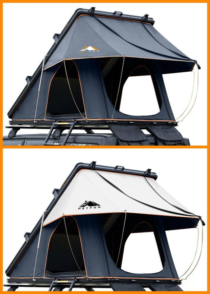 Adventurer Plus Rooftop Tent Hardshell with Side Awning, Air Conditioner Outlet with Bracket, &Replaceable Rain Flies, Truck Bed Tent for Camping, Pop Up Overland Roof Tents