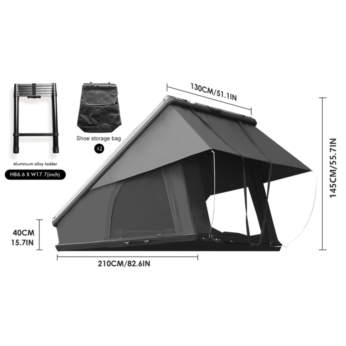 Altitude Heavy-Duty Hard-Shell Rooftop Tent With Ladder [2-3 Person] (SAK93120)