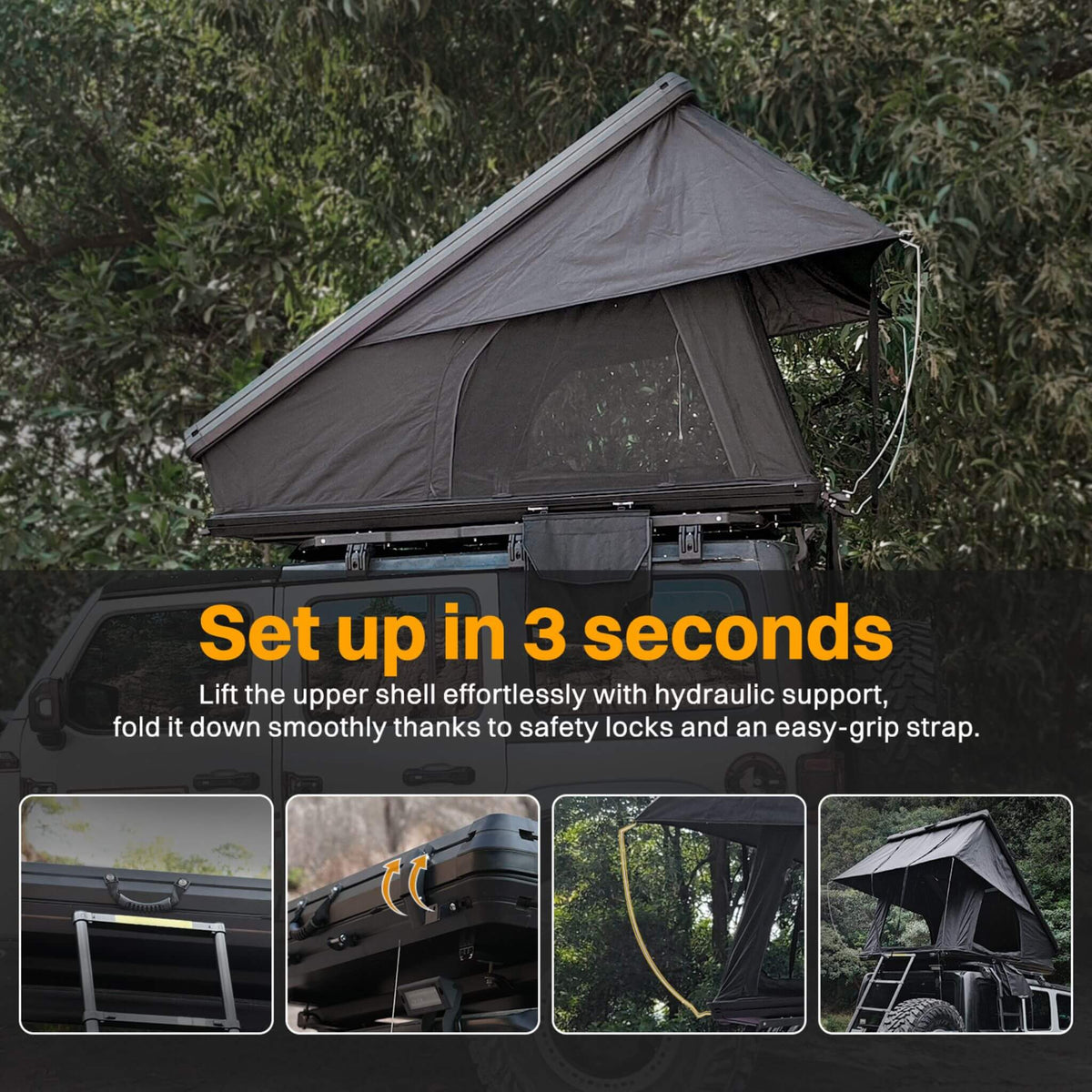 Altitude Heavy-Duty Hard-Shell Rooftop Tent With Ladder [2-3 Person] (SAK93120)